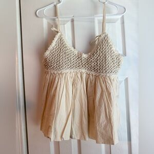 Anthropologie Ivory Crochet Camisole